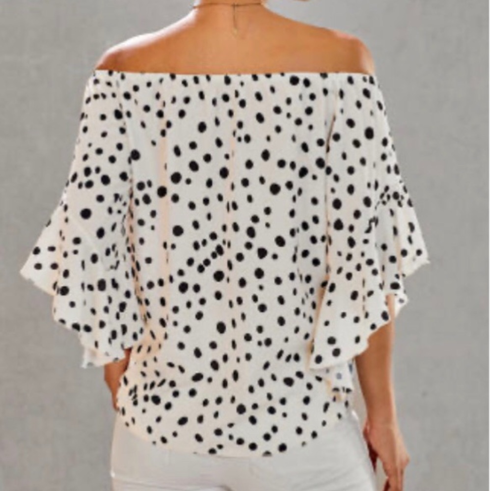 Boho Off Shoulder Tie Front Top - Picture 2 of 9